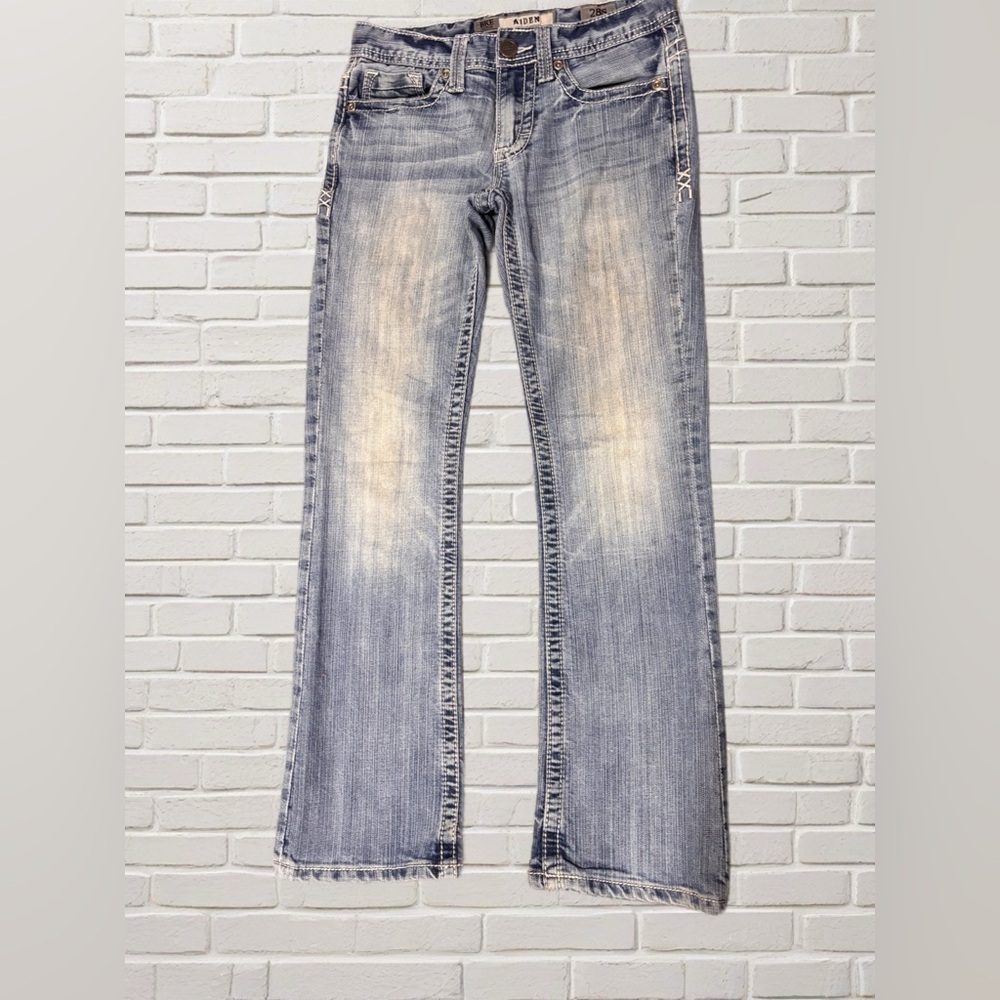 BKE Denim Aiden Jeans Women’s 28S Light Wash Bootcut Stretch Embroidered Pockets